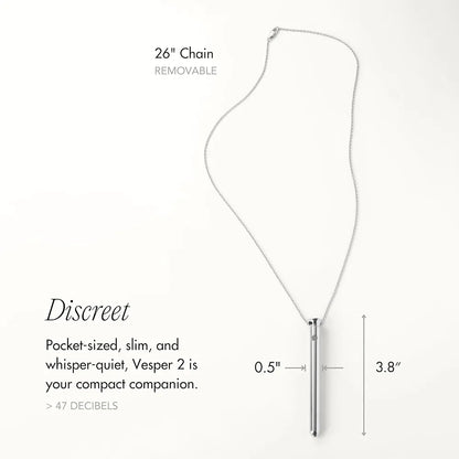 Crave Vesper Original Discreet Vibrating Necklace - Luxury Wearable Adult Toy, Silver