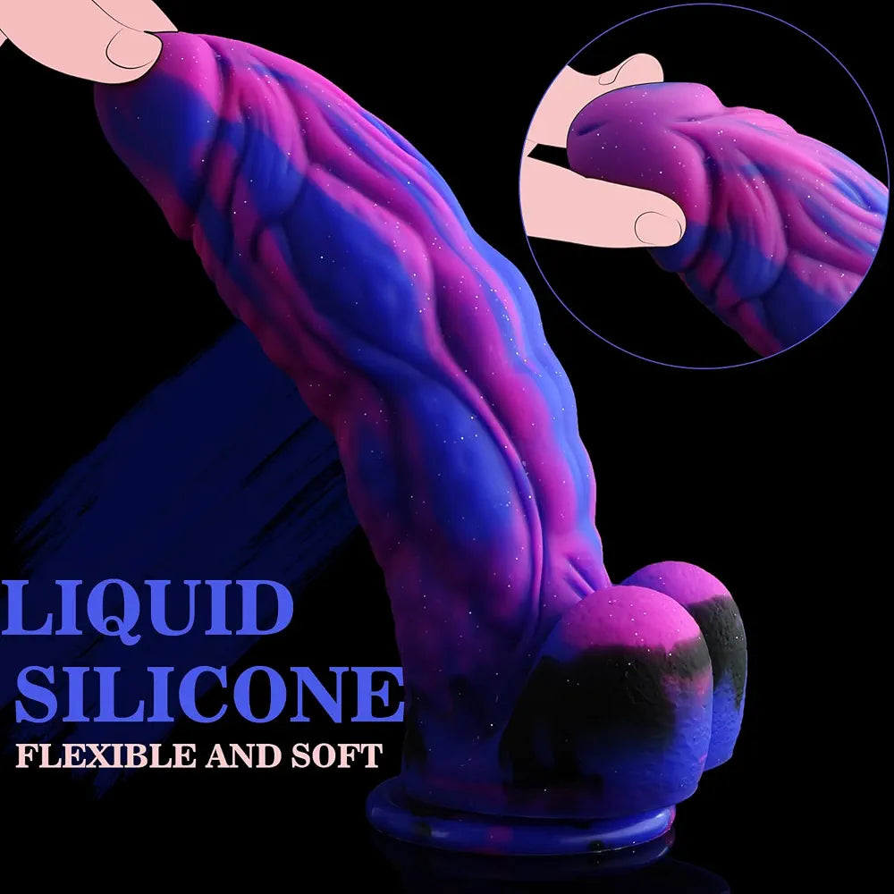 9.5'' Realistic Fantasy Silicone Dildo with Suction Cup - Thick 2.4'' Diameter G-Spot Stimulator