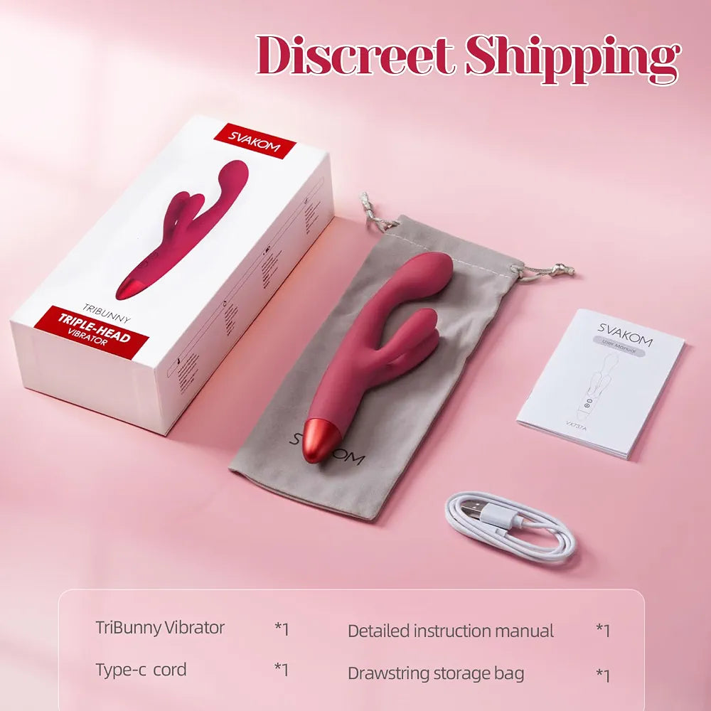 SVAKOM Tribunny Dual-Stimulation Heated Rabbit Vibrator with G-Spot and Anal Functionality