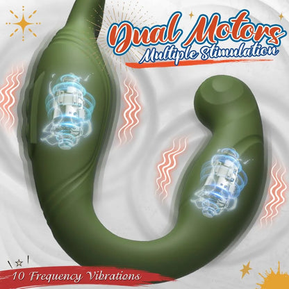 Remote-Controlled C-Shaped Prostate Massager and Dual-Ring Cock Vibrator for Men