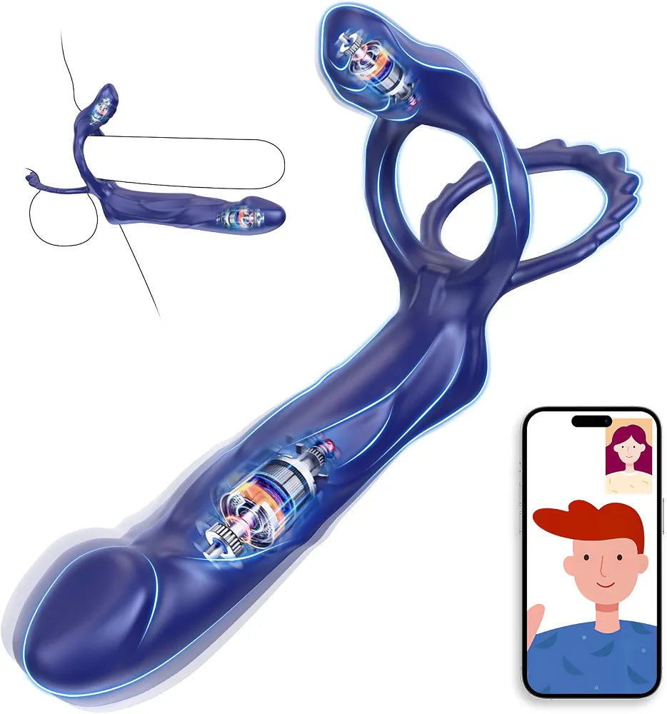 App-Controlled Vibrating Dual-Stimulation Couples Sex Toy with Cock Ring and Anal Plug