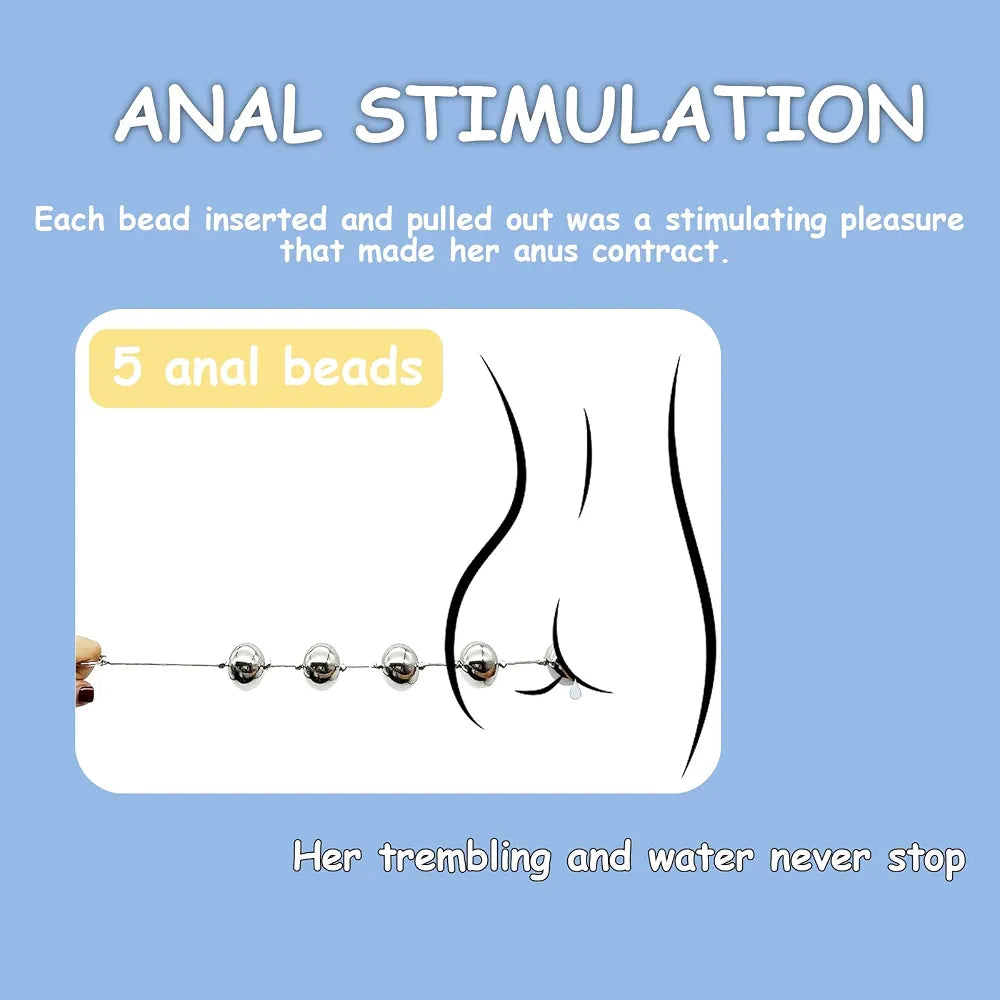 Premium Stainless Steel Anal Bead Plug - 5-Ball BDSM Training Toy for Beginners
