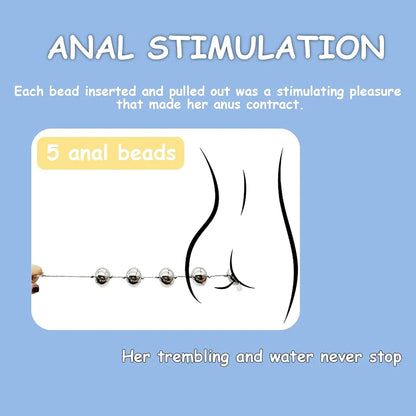 Premium Stainless Steel Anal Bead Plug - 5-Ball BDSM Training Toy for Beginners