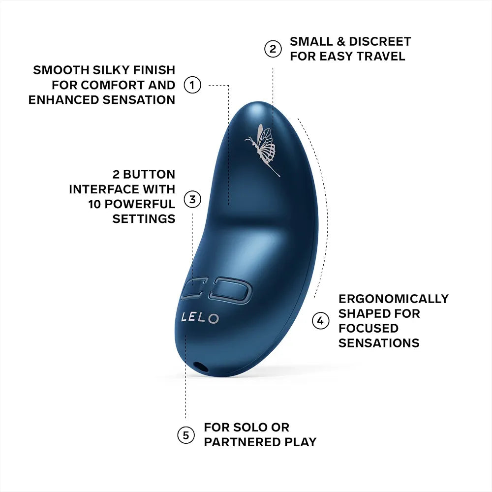 LELO NEA 3 Small Waterproof Rechargeable Bullet Vibrator - Alien Blue, 10 Pleasure Settings