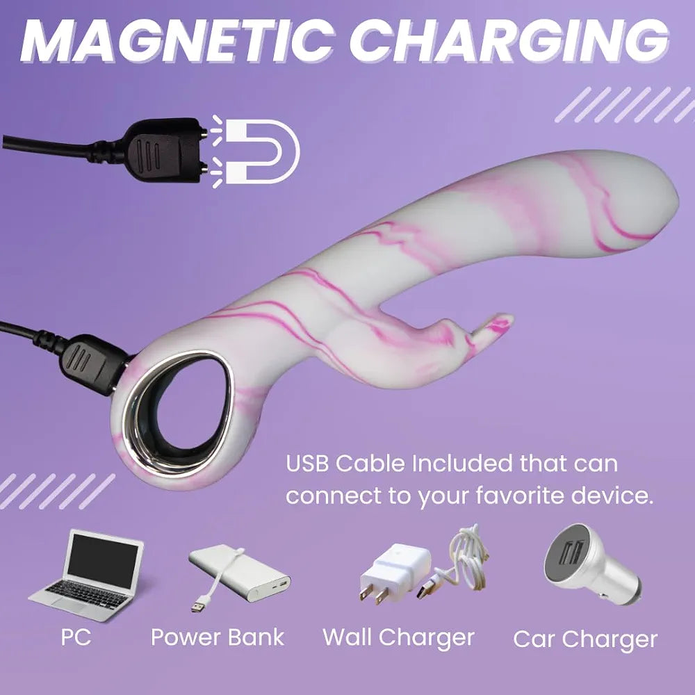 Dual-Motor Heated Rabbit Vibrator with 50 Stimulation Modes for G-Spot and Clitoral Pleasure