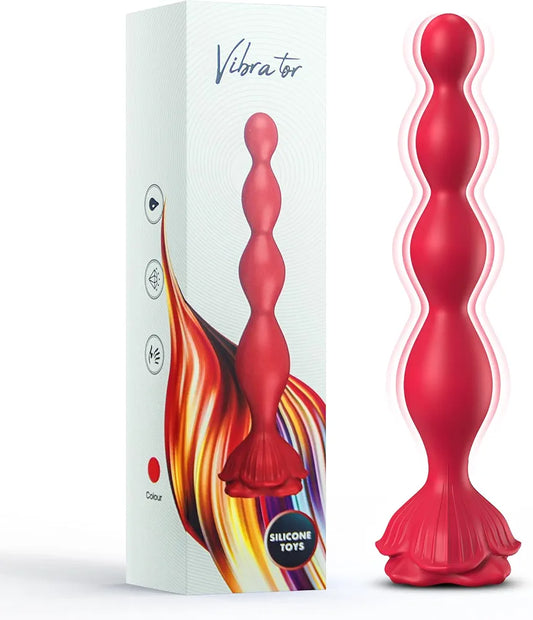 Premium 7.8-Inch Liquid Silicone Vibrating Anal Bead Stimulator