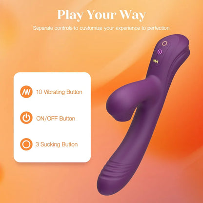Tracy's Dog Flexible Rabbit Vibrator for Women - 10 Vibration Modes, 3 Suction Levels, G-Spot & Clitoral Stimulator for Solo & Couples Play