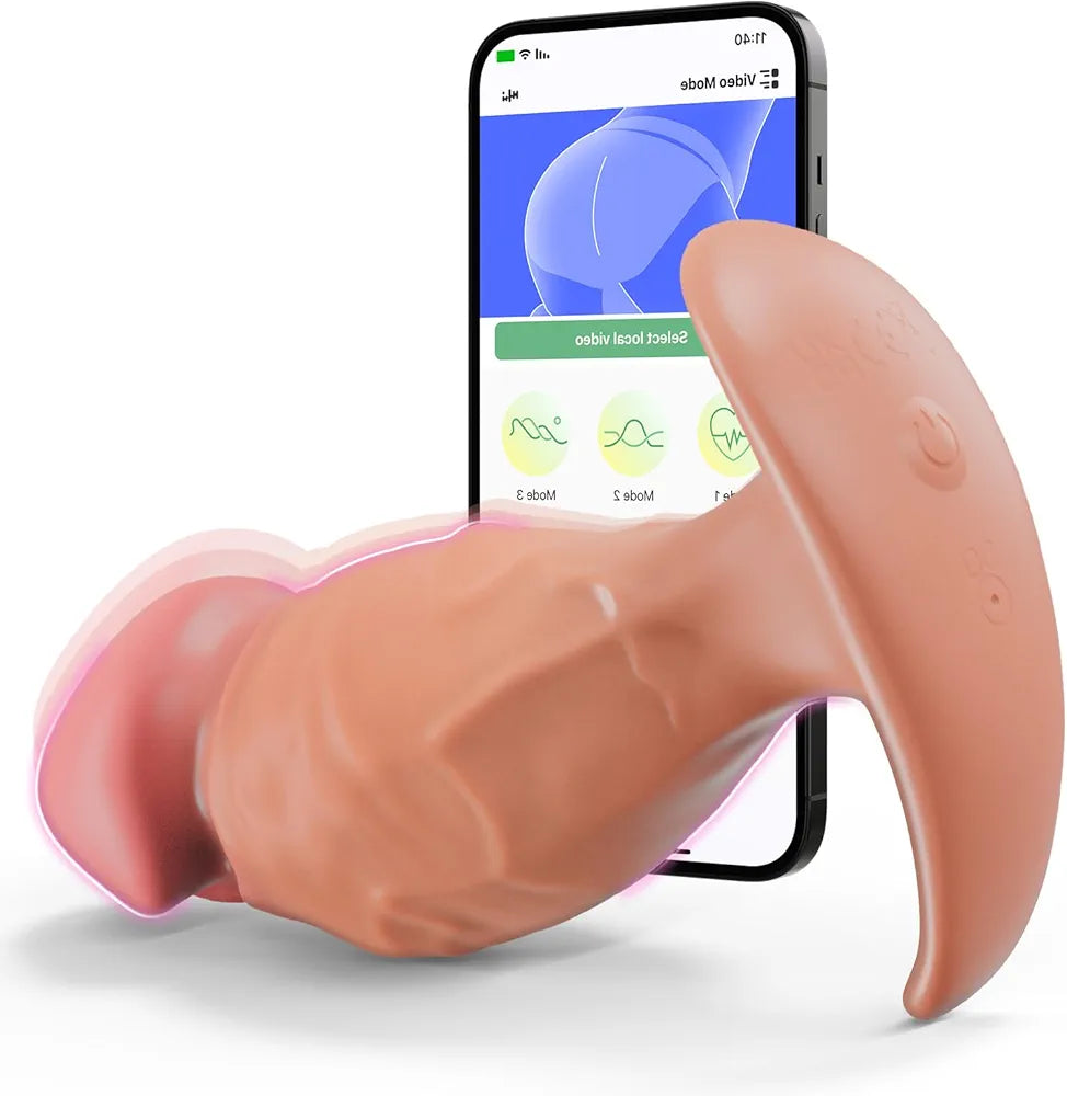 Mtsige App-Controlled Rotating & Vibrating Silicone Anal Plug with 10 Vibration Modes