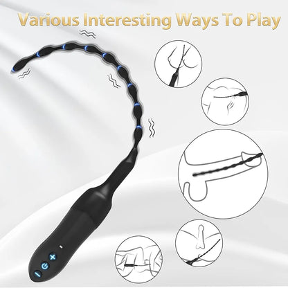 20-Mode Vibrating Urethral Sound and Dilator - USB Rechargeable Male Masturbator for Urethral Stimulation