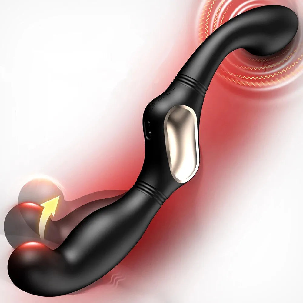 Dual-Motor Curved Prostate Massager and Anal Vibrator for Targeted P-Spot Stimulation