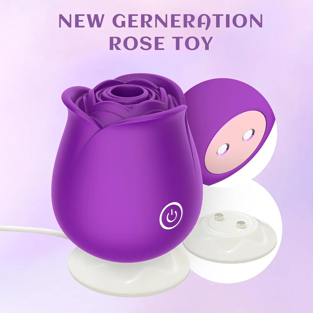Rose-Shaped Clitoral and Nipple Stimulator with 10 Vibration and Suction Modes