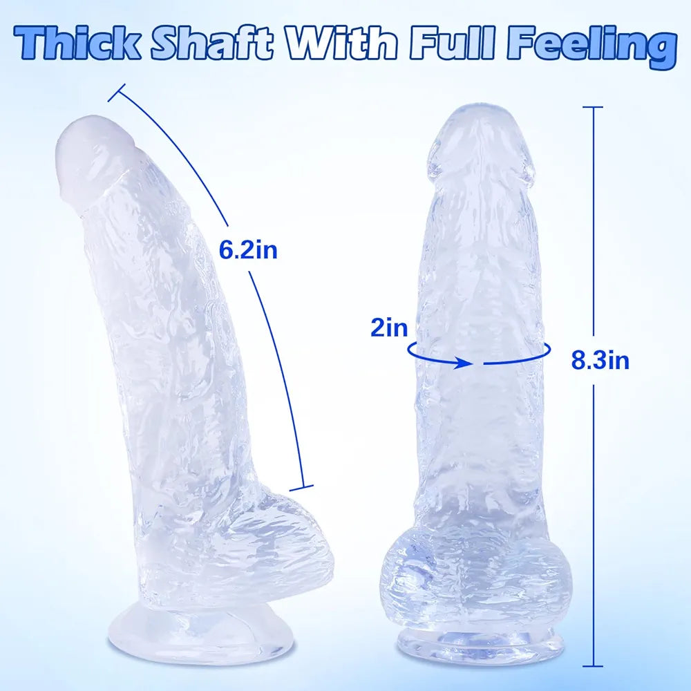 8.3-Inch Ultra-Soft Realistic Silicone Dildo with Strong Suction Cup - Lifelike G-Spot and Anal Stimulator