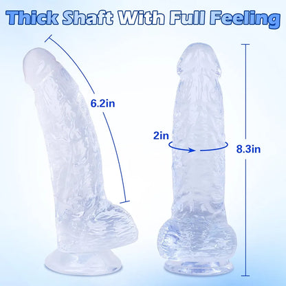 8.3-Inch Ultra-Soft Realistic Silicone Dildo with Strong Suction Cup - Lifelike G-Spot and Anal Stimulator