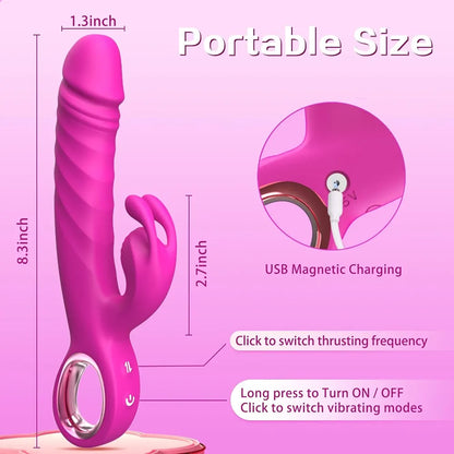 Premium Dual-Action Rabbit Vibrator with 7 Thrusting and 7 Vibration Patterns for Couples