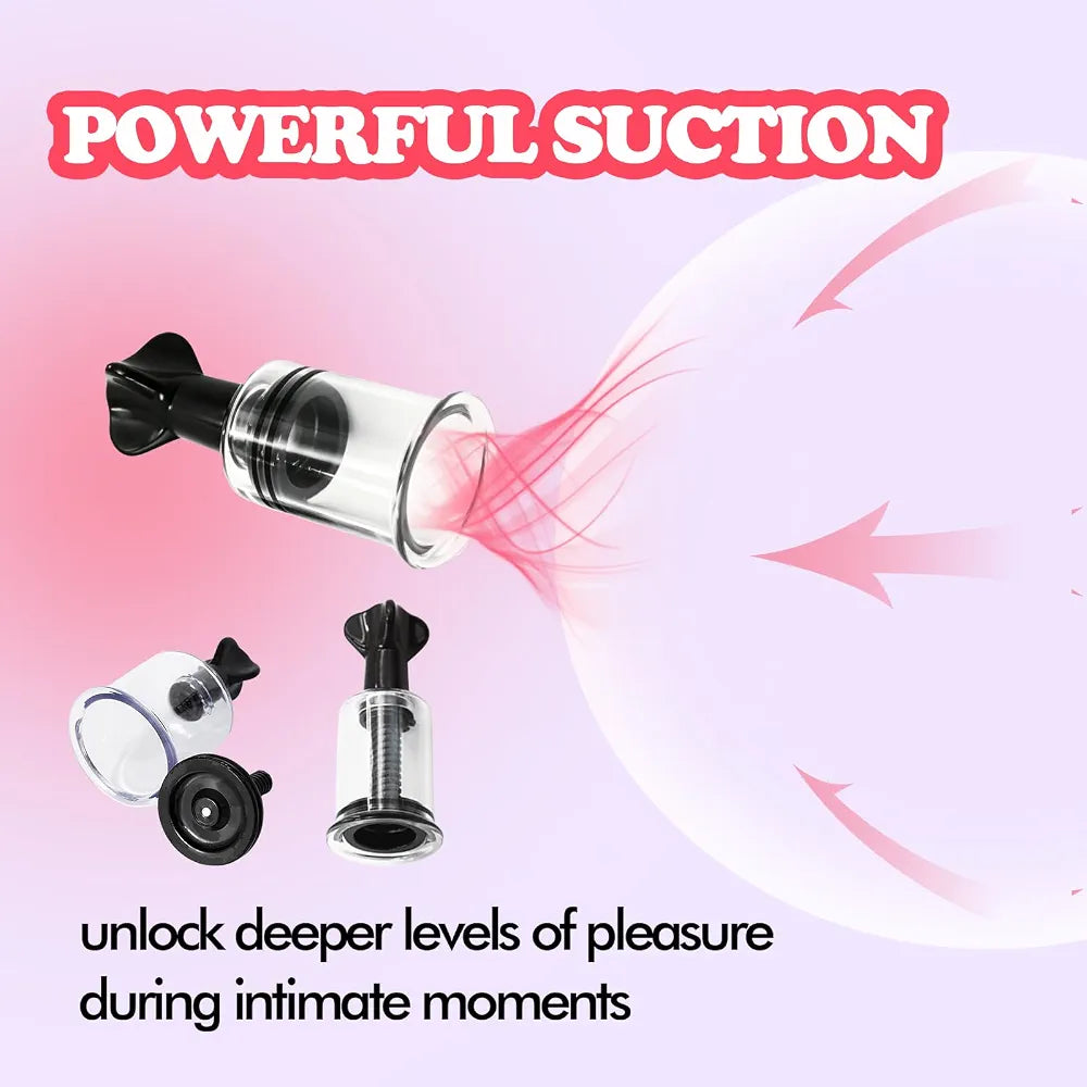 8-Piece Adjustable Vacuum Suction Nipple and Clitoral Stimulator Set for Couples