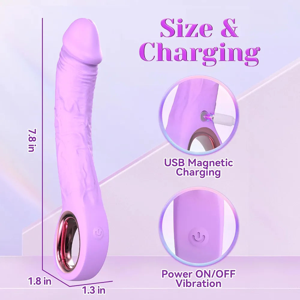 7.8-Inch Realistic Dildo Vibrator with 10 Vibration Modes for G-Spot and Clitoral Stimulation