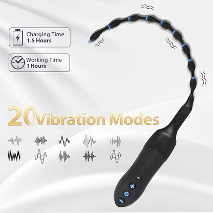 20-Mode Vibrating Urethral Sound and Dilator - USB Rechargeable Male Masturbator for Urethral Stimulation