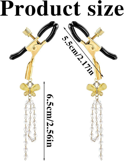Adjustable Tassel Nipple Clamps - Non-Piercing Adult Play Jewelry Set