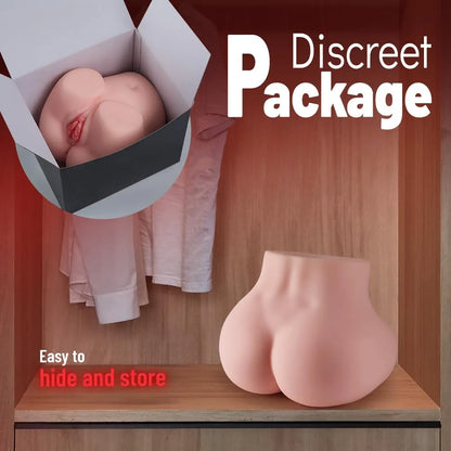 Lifelike Dual-Entry Male Masturbator with Suction Pump and Realistic Puffy Labia