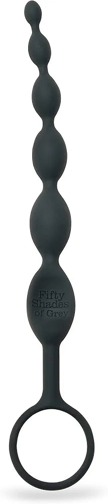 Fifty Shades of Grey Graduated Silicone Anal Beads - 7.5 Inch Black Pleasure Enhancer