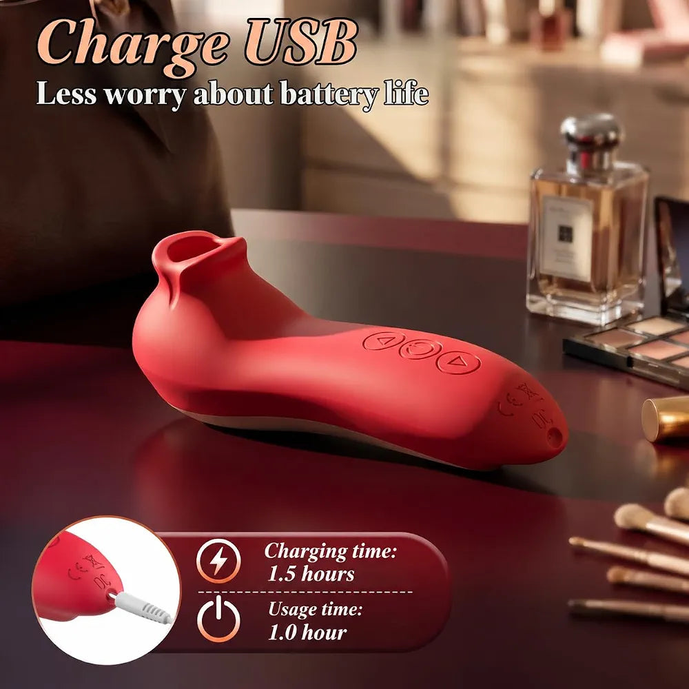 Dual-Stimulation Clitoral and Nipple Suction Vibrator with G-Spot Pulsation