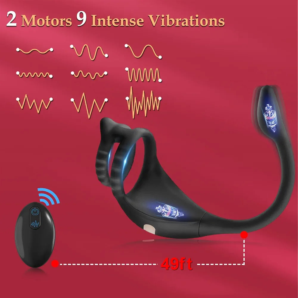 Remote-Controlled Prostate Massager and Vibrating Penis Ring Set