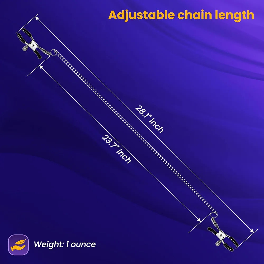 Adjustable Metal Nipple Clamps and Suction Set with Storage Case and Chain