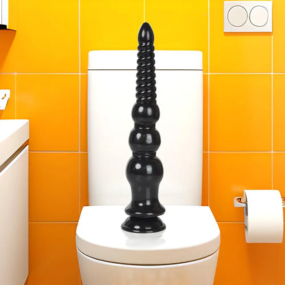 12.4-Inch Silicone Anal Training Beads with Suction Cup Base - Black