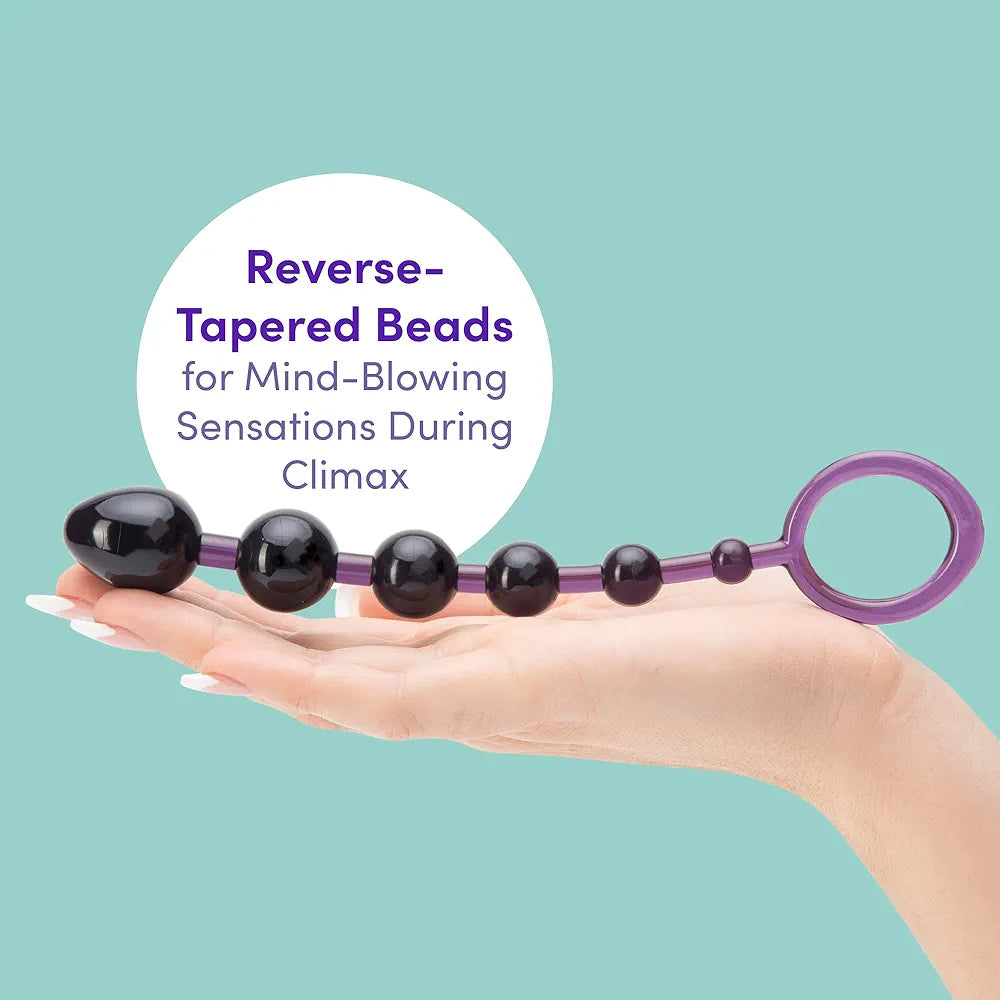 Lovehoney Beginner-Friendly Silicone Anal Beads with Ergonomic Finger Loop - 6.5 Inch