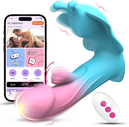 Butterfly App-Controlled Wearable Panty Vibrator with 10 Flapping and Vibration Modes for Couples