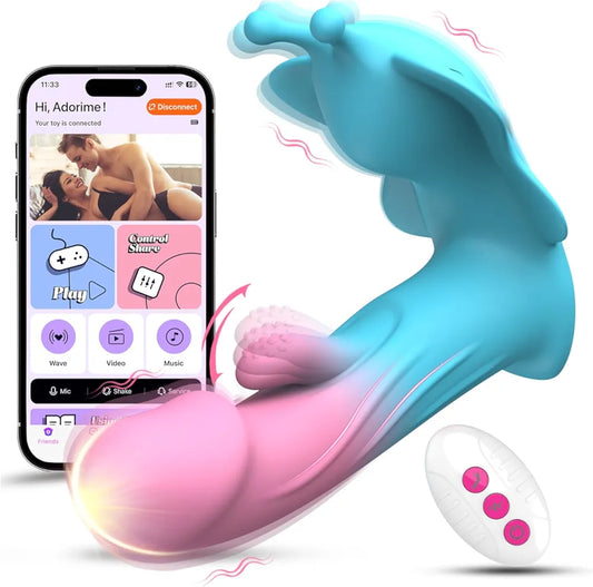 Butterfly App-Controlled Wearable Panty Vibrator with 10 Flapping and Vibration Modes for Couples