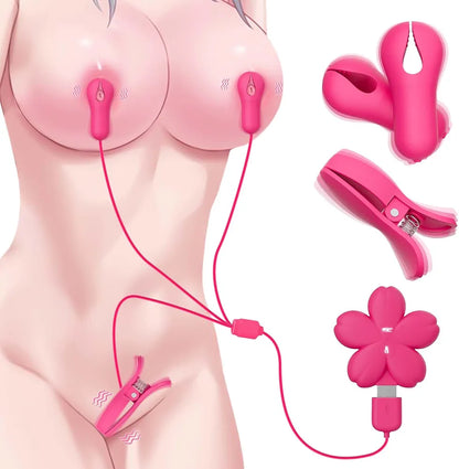 Adjustable Nipple Clamps with Vibrating Stimulation for Couples