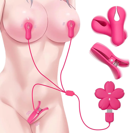 Adjustable Nipple Clamps with Vibrating Stimulation for Couples