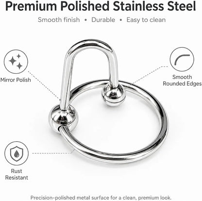 Premium Stainless Steel Urethral Sounding Cock Ring with Ball Attachment