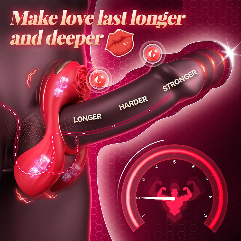 Dual-Stimulation Silicone Vibrating Penis Ring with 7 Vibration Modes for Couples