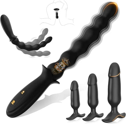Premium 4-Piece Silicone Anal Training Kit: Vibrating Beads and Butt Plug Set with 10 Stimulation Modes