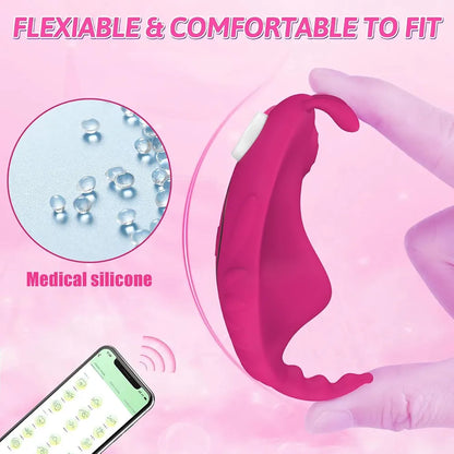 Butterfly Wearable App-Controlled Vibrator with 9 Vibration Modes - Pink