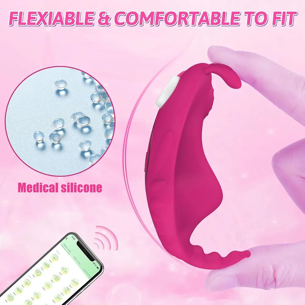 Butterfly Wearable App-Controlled Vibrator with 9 Vibration Modes - Pink