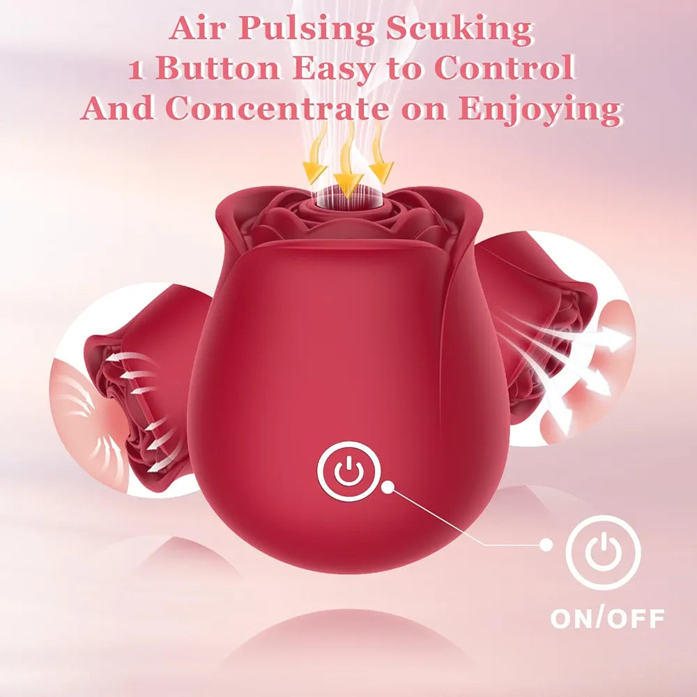 Rose-Shaped Clitoral Suction Vibrator with 10 Stimulation Modes and Magnetic Charging