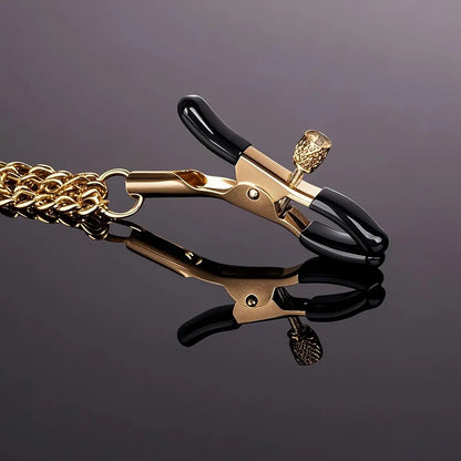 Adjustable Stainless Steel Nipple Clamps with Connecting Chain for Sensual Stimulation