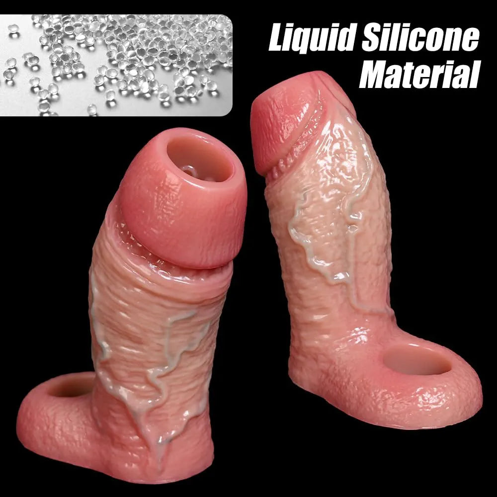 6.7'' Girth Thick Realistic Penis Sleeve Cock Sleeve,Cock Ring Penis Extender Ultra-Soft Silicone Cock Sleeve Penis Ring Adult Sex Toys for Men Couples