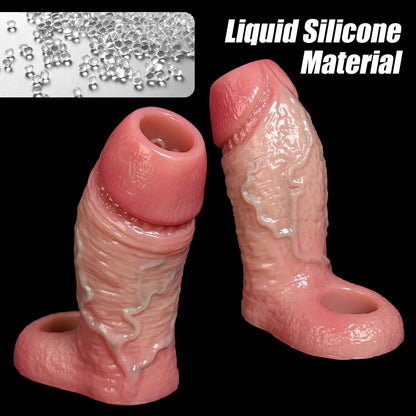 6.7'' Girth Thick Realistic Penis Sleeve Cock Sleeve,Cock Ring Penis Extender Ultra-Soft Silicone Cock Sleeve Penis Ring Adult Sex Toys for Men Couples