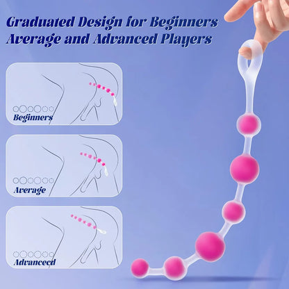 IMOTANI Flexible Silicone 6-Bead Anal Trainer and Prostate Massager with Pull Ring