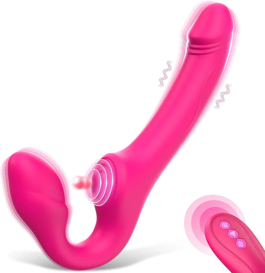 Realistic Double-Ended Strapless Silicone Dildo with 10 Vibration Modes and Remote Control