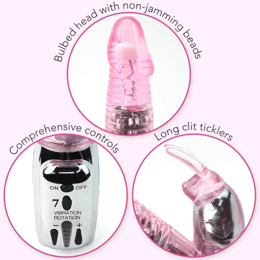 Premium Dual-Motor Rotating Rabbit Vibrator with Bead Stimulation and G-Spot Massager
