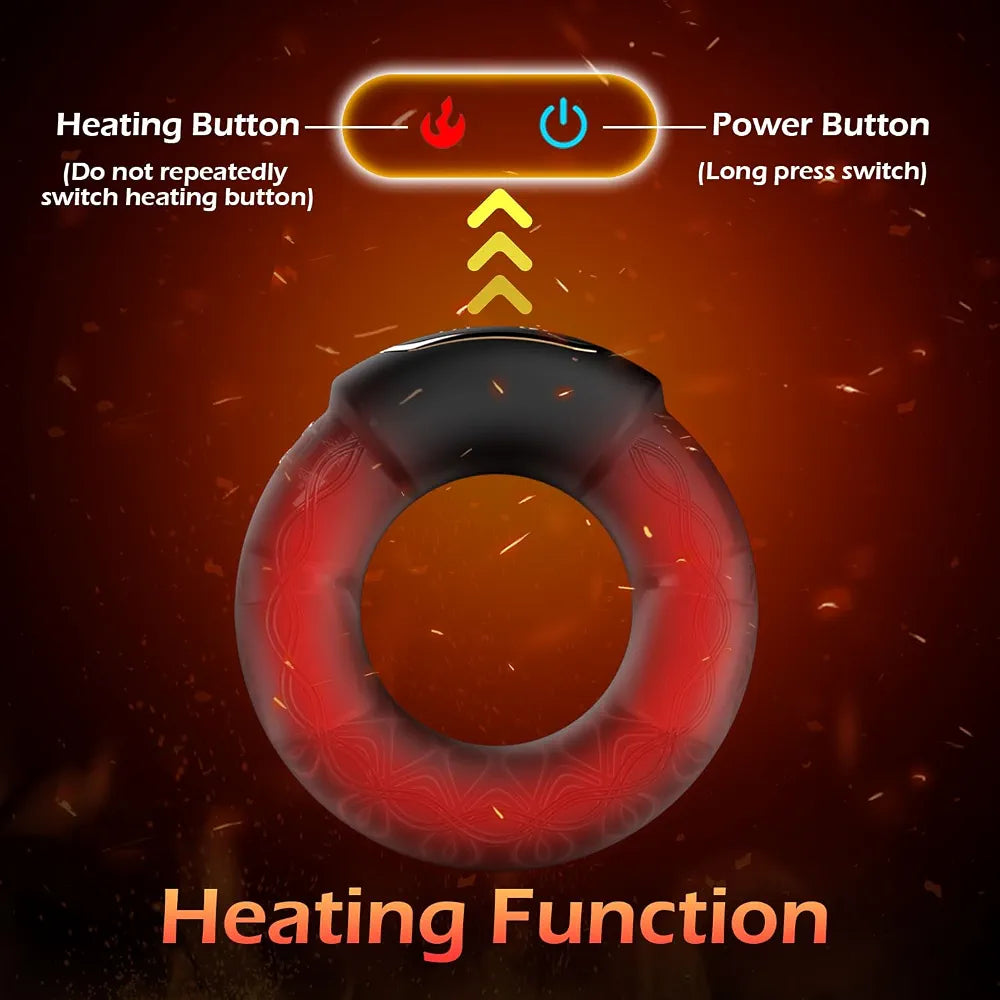 Luxonia Heated Vibrating Cock Ring with 9 Vibration Modes - Premium Silicone Male Enhancement Toy
