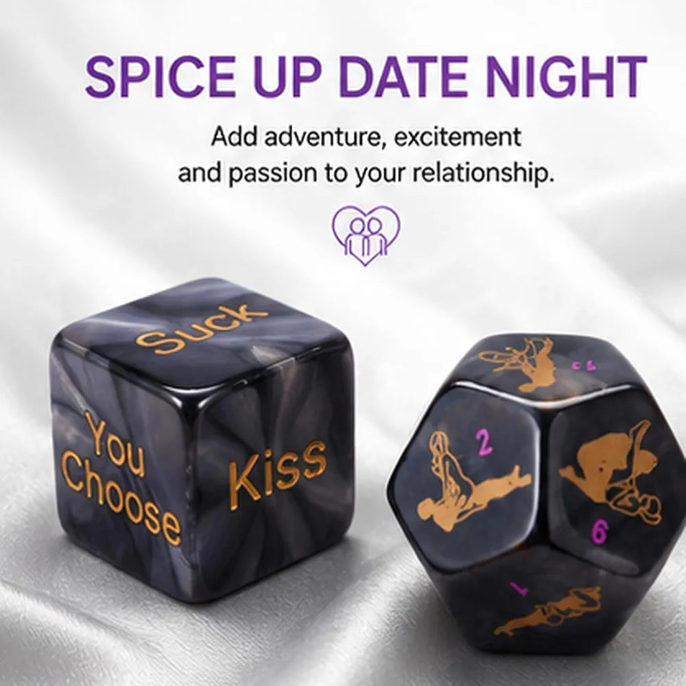 Romantic 12-Sided Adult Dice Game for Couples with 60 Intimate Action Prompts