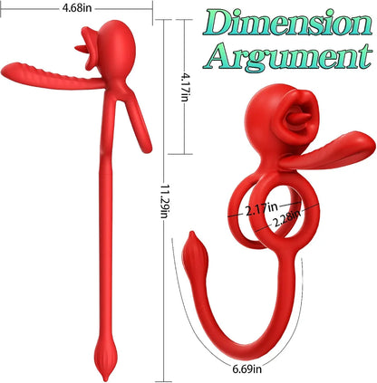 Premium 3-in-1 Dual Vibrating Cock Ring with 9 Stimulation Modes and Tongue Licking Function