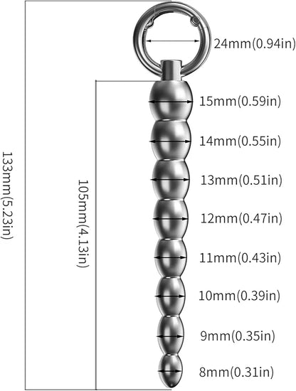 Premium Stainless Steel Urethral Sound Dilator with Removable Grommets - Smooth Penis Plug for Urethral Play