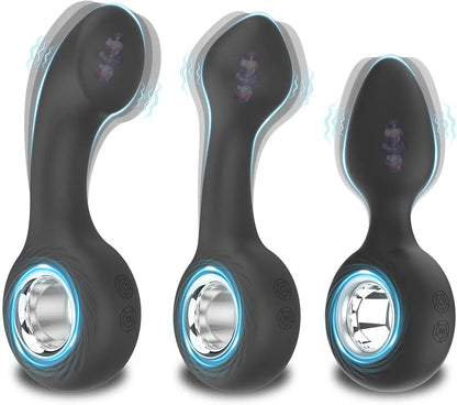 12-Mode Vibrating Anal Bead Training Kit - 3-Piece Silicone Prostate Massager Set for Beginners and Advanced Users